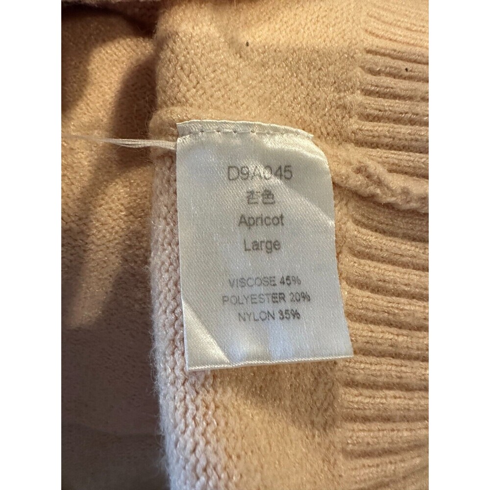 Women's L Deep V Neck Button Down Ribbed Cardigan Knitted Sweater Apricot - Picture 4 of 5